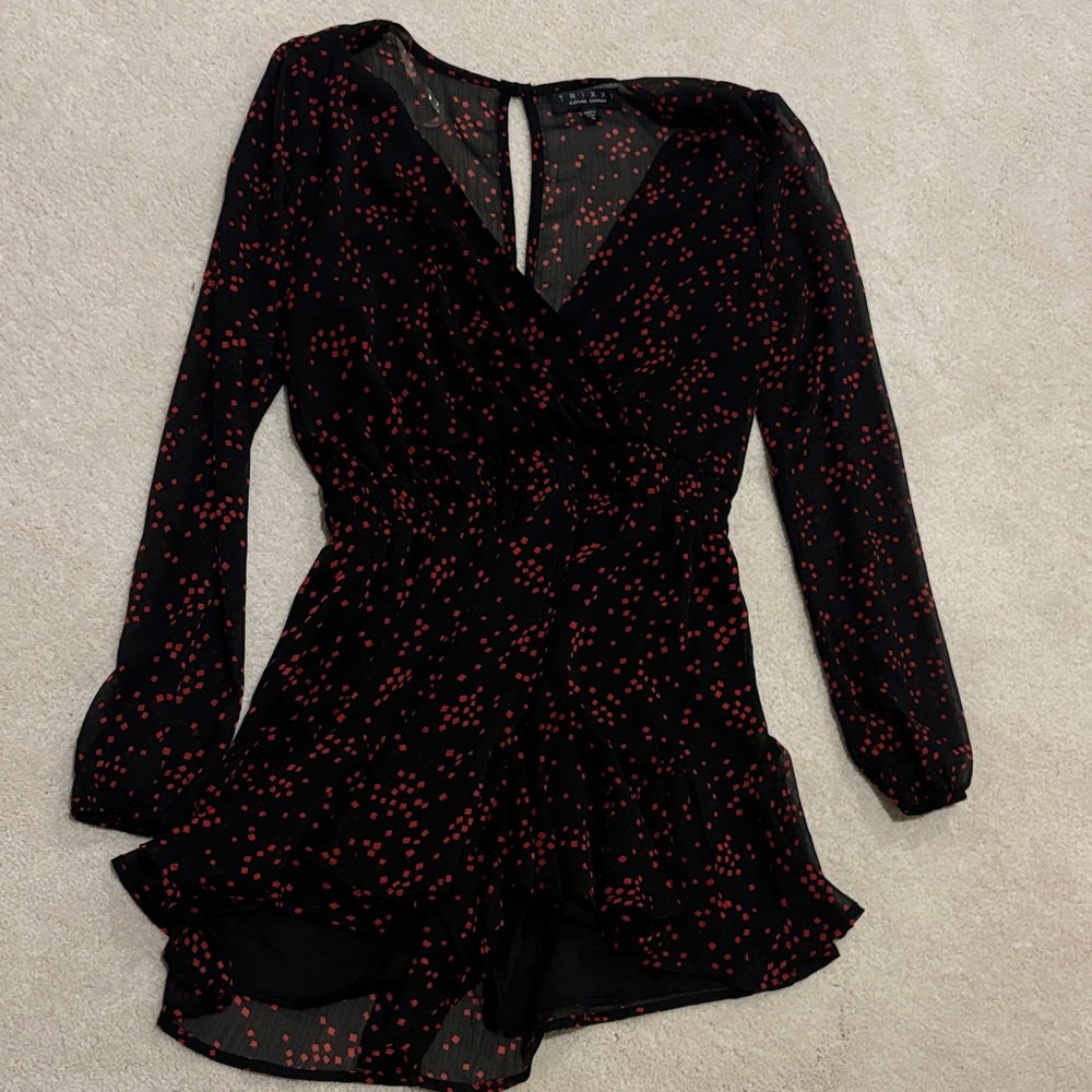 Elegant Black and Red Polka Dot romper